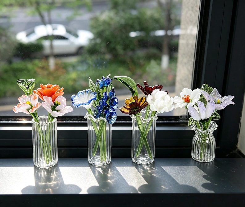 Mini-Glasstrauß mit Vase, Wohndekoration