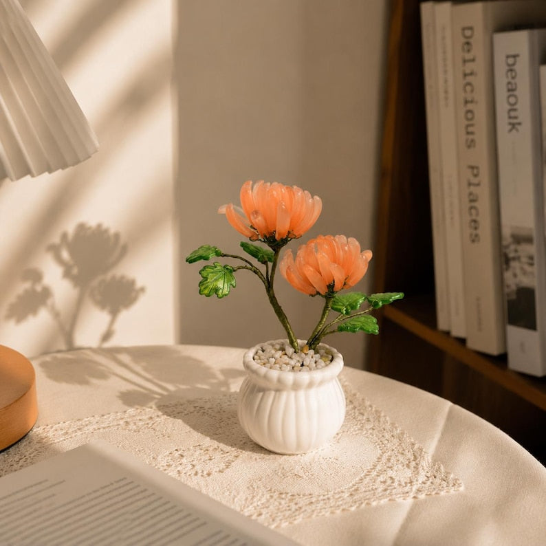 Glas-Glyzinien-Arrangement, handgefertigte immergrüne Blumen, lila, Geburtstagsgeschenk