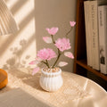 Handgefertigte Glas-Kamelien-Blumenarrangement, Geburtsmonatsblume, Dekoration, 15-21 cm