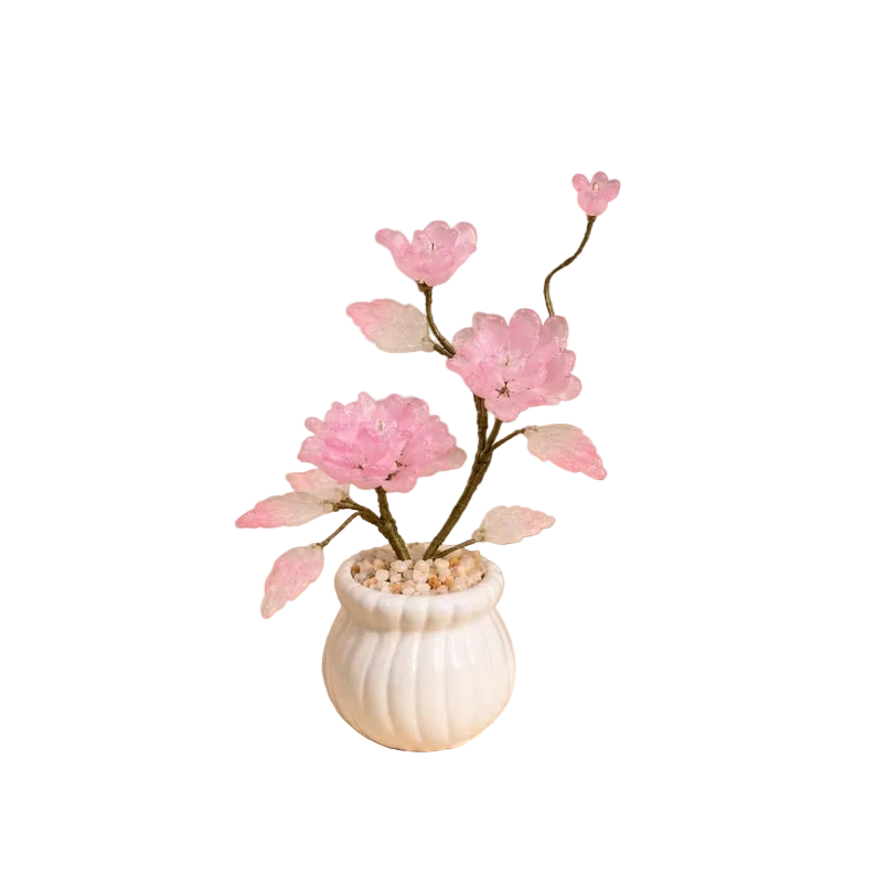 Handgefertigte Glas-Kamelien-Blumenarrangement, Geburtsmonatsblume, Dekoration, 15-21 cm