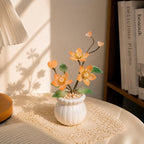 Handgefertigte Glas-Kamelien-Blumenarrangement, Geburtsmonatsblume, Dekoration, 15-21 cm