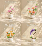 Glas-Glyzinien-Arrangement, handgefertigte immergrüne Blumen, lila, Geburtstagsgeschenk