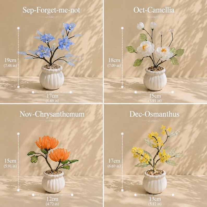Glas-Glyzinien-Arrangement, handgefertigte immergrüne Blumen, lila, Geburtstagsgeschenk