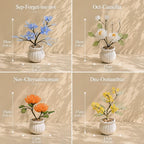 Osmanthusblüten aus Glas, handgefertigtes Blumenarrangement, Geburtsmonatsblume