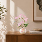 Rosafarbene Glas Orchidee Blumendekoration, Handgefertigt, 22 cm Höhe